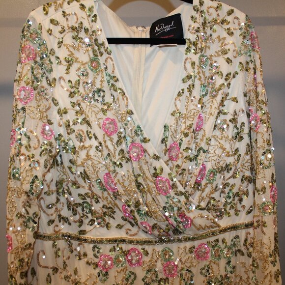 NWT Mac Duggal 5503 Long Sleeve Embellished Floral Gown Dress $698 - Picture 3 of 9